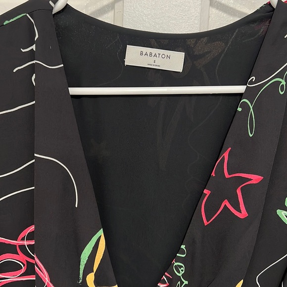 ARITZIA • BABATON wallace slit wrap maxi dress with doodle design S - Picture 4 of 10